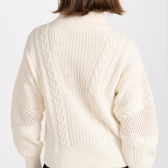 Veronica Beard "Bertilda" Cream Cable Knit Turtleneck Sweater - Picture 2 of 8
